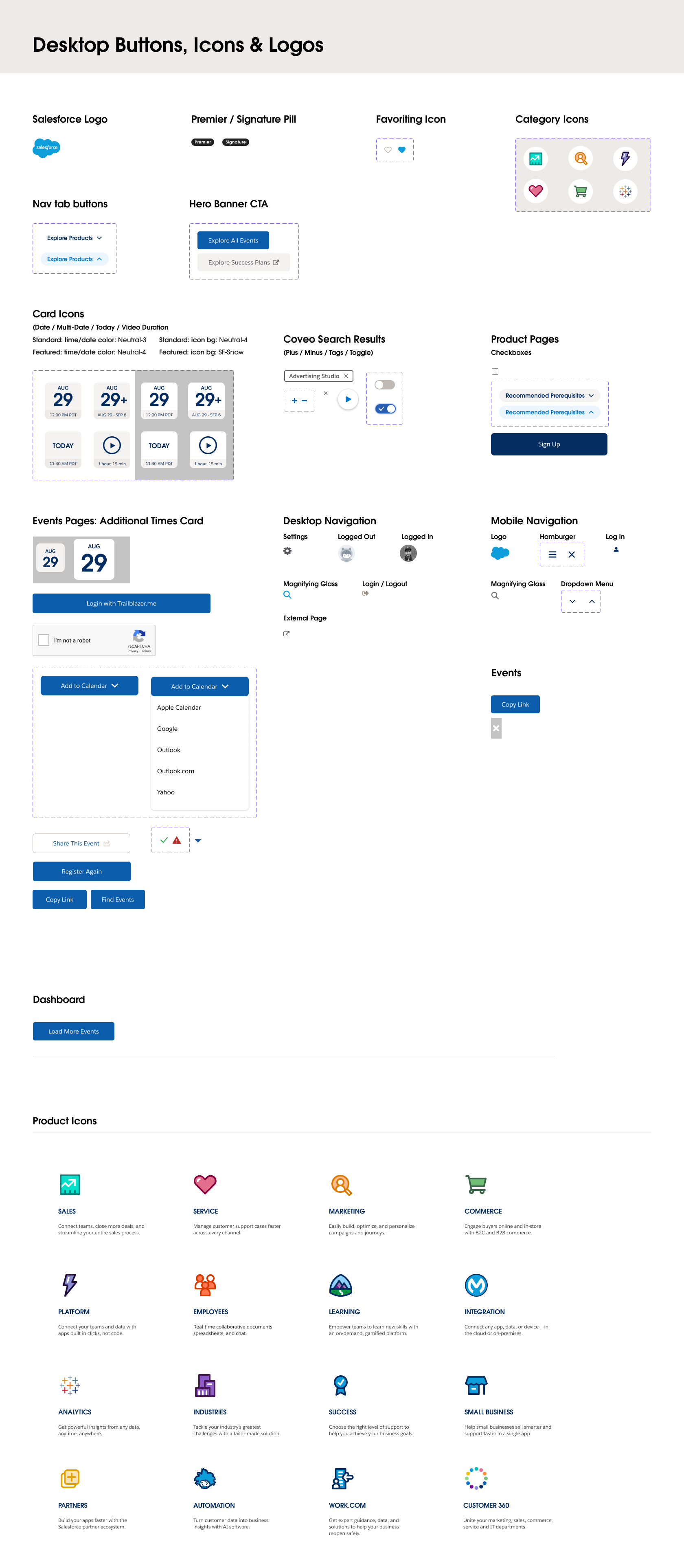 Desktop Button and Icons