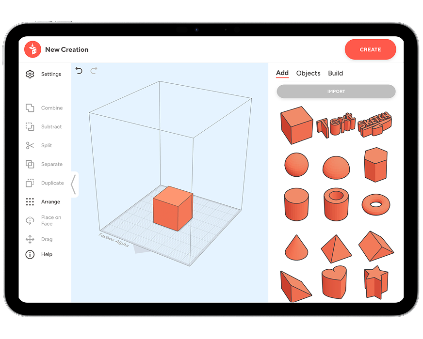 Toybox CAD on a tablet